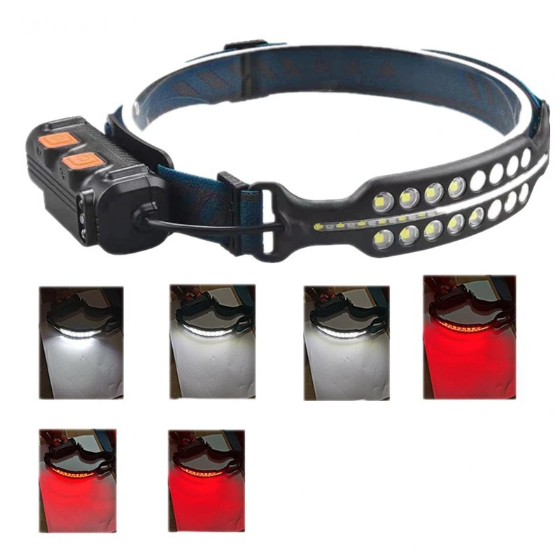 570 Lumen Outdoor Portable Automatic Sensor Rechargeable LED Headlamp with Red Warning Adjustable Emergency Waterproof IP44 Headlight