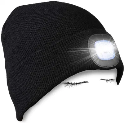 Lampada da torcia da testa con cappuccio a LED migliorata 3 modalità Unisex invernale Lampada da campeggio da caccia Heat Knit Hat Heat Lampada da testa a LED ultraluminosa indossabile