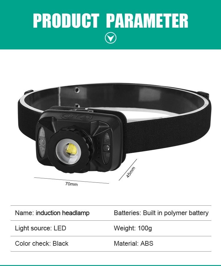 USB Rechargeable Waterproof Outdoor Handfree Wave Sensor LED Headlamp