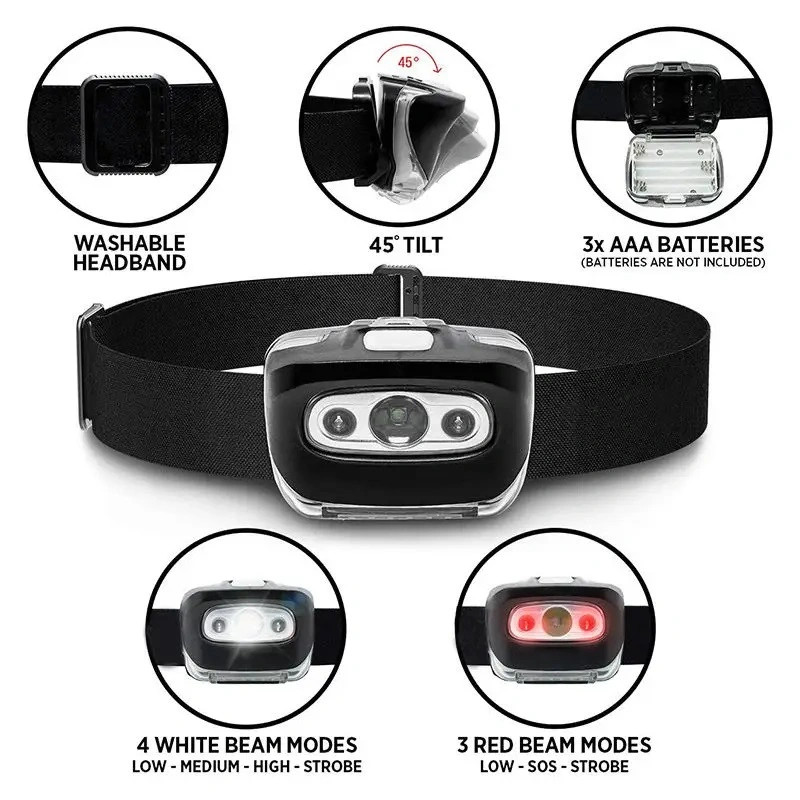 Mini Portable Headlight Xpg White Red Light Waterproof LED Headlamp for Camping Fishing Running