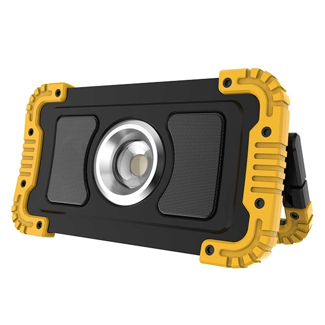 20W COB LED Emergency Car Inspection Work Light with Bluetooth Speaker Outdoor Camping Flood LED Lighting Rotating Handle 1400 Lumen Work Spot Lamp