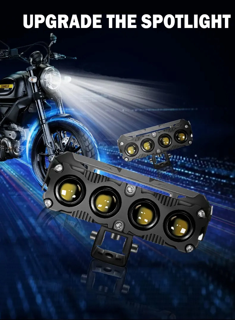 LED Motorcycle 60W 6000K Waterproof Fog Spotlight Headlight LED Ultra Bright Dual Colors Flashing Auto Lighting Systems