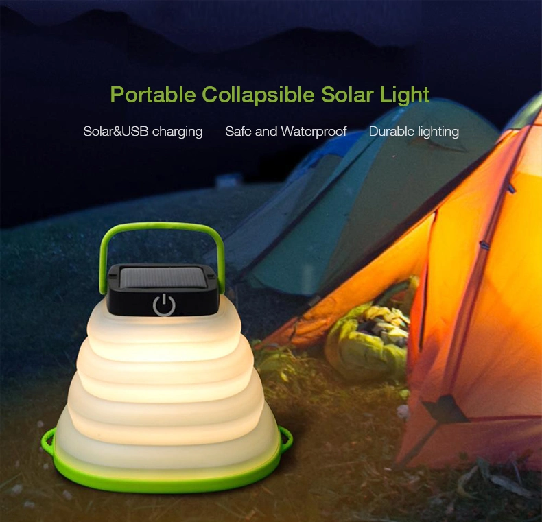 USB Rechargeable Portable Camping Lantern Foldable Solar Tent Lamp LED Camping Light