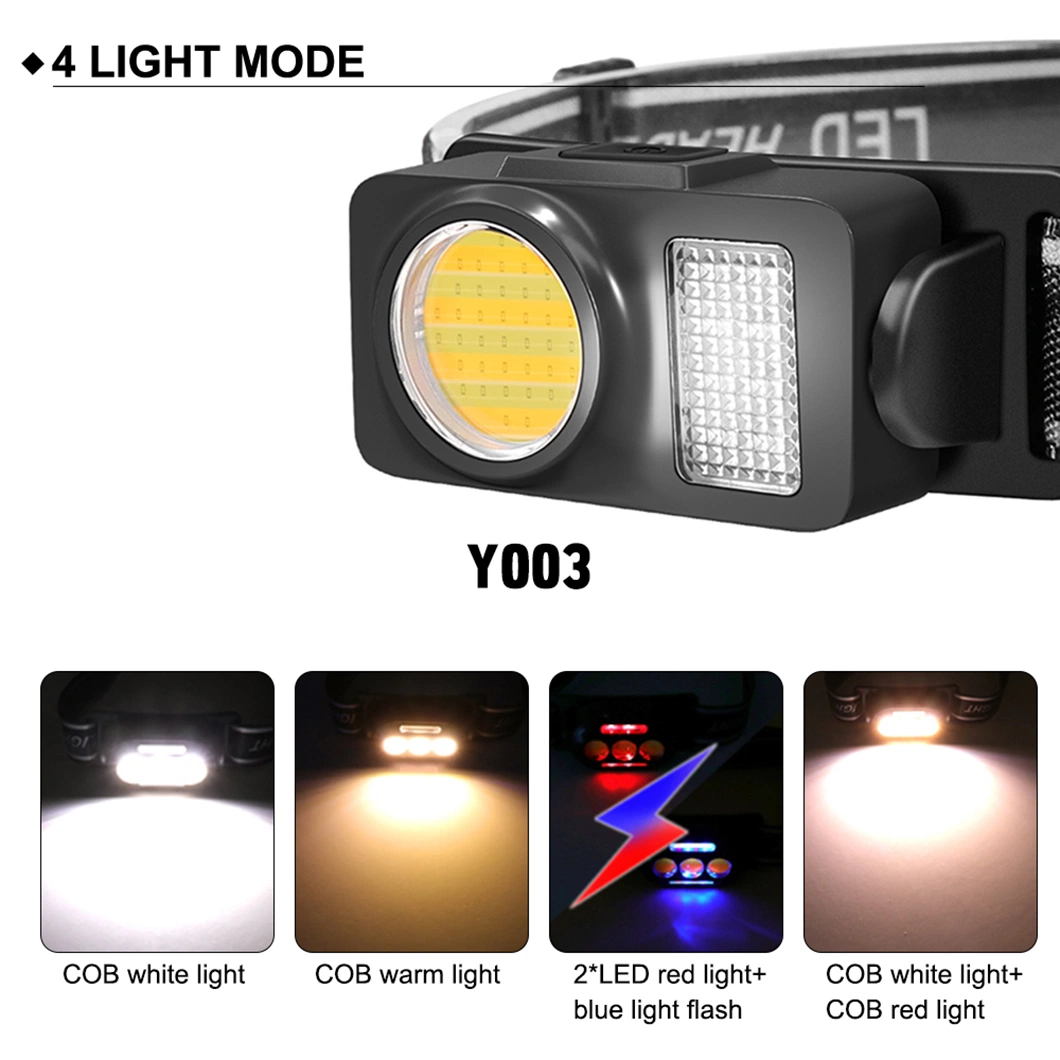 Portable Rotating Hunting Lights Emergency Type-C Light USB Rechargeable COB LED Motion Sensor Headlamp