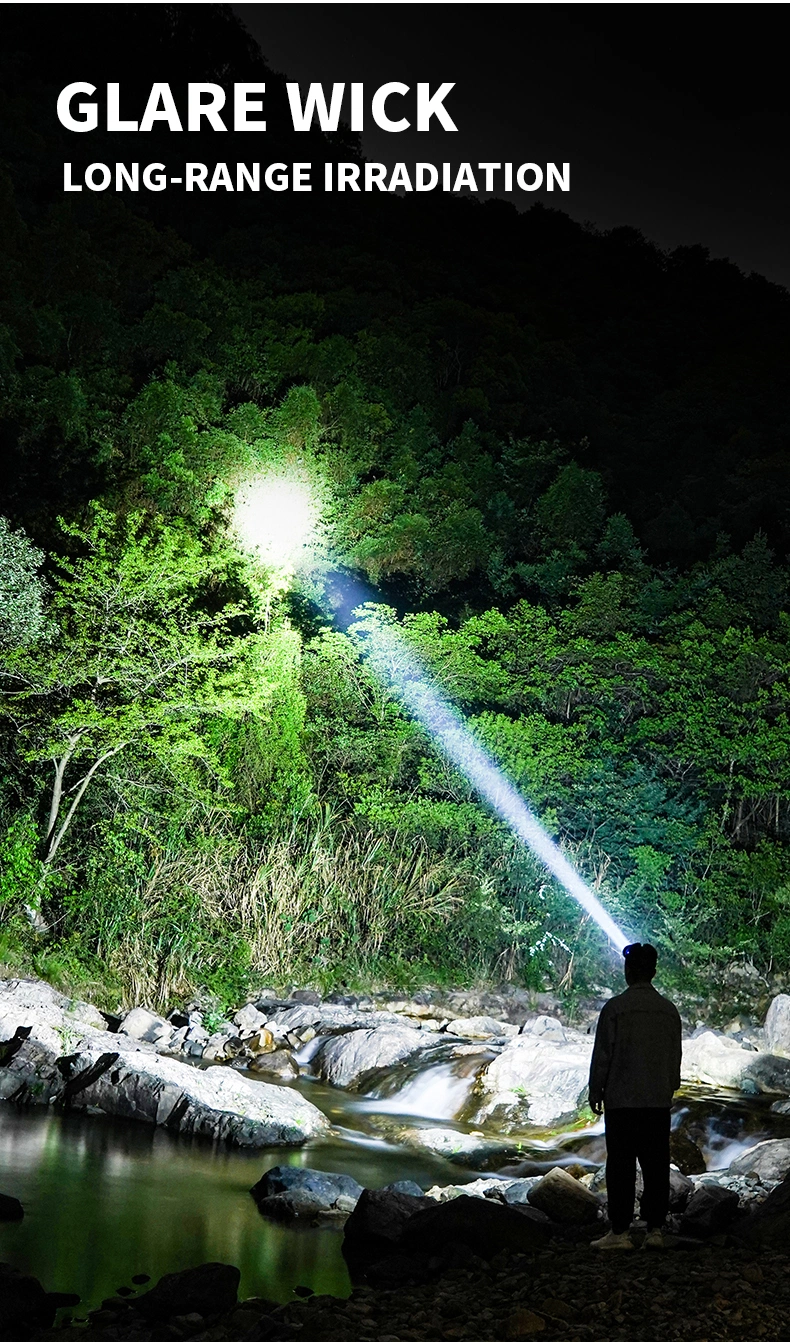 1000m 1200lumens 30W LED Waterproof Mechanical Telescopic Zoom Type-C Lightning Headlamp