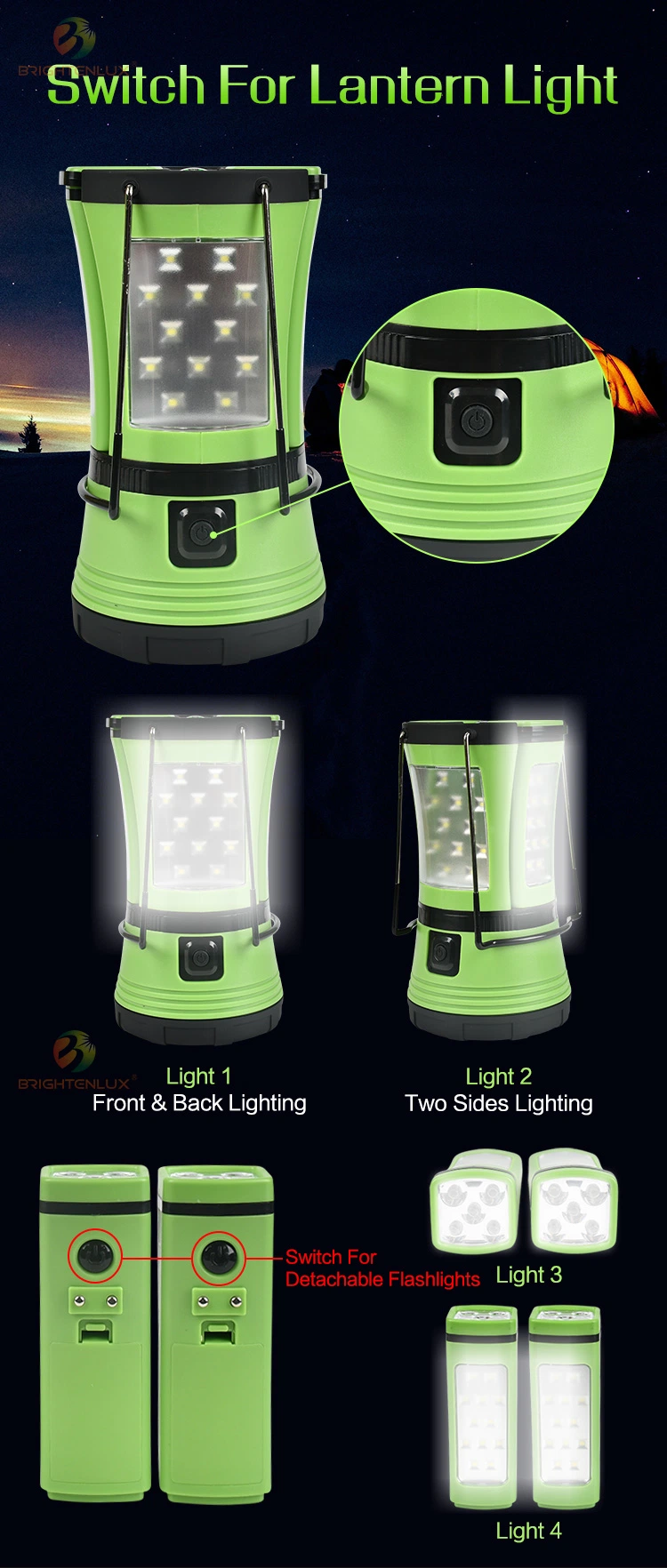 Brightenlux Rechargeable Camping Lantern, Waterproof Portable Plastic Emergency Outdoor Rechargeable LED Camping Lamp