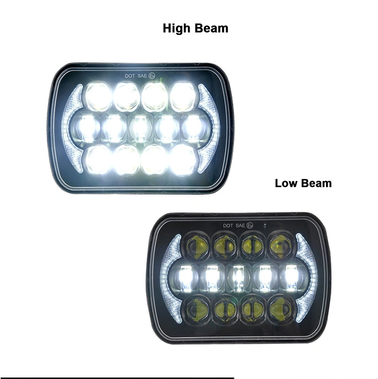 105W 7X6&quot; 5X7&quot; LED Headlight DRL Hi/Lo Beam Light for Chevrolet Jeep Cherokee Xj Ford Super Bright Headlamp 7&quot;