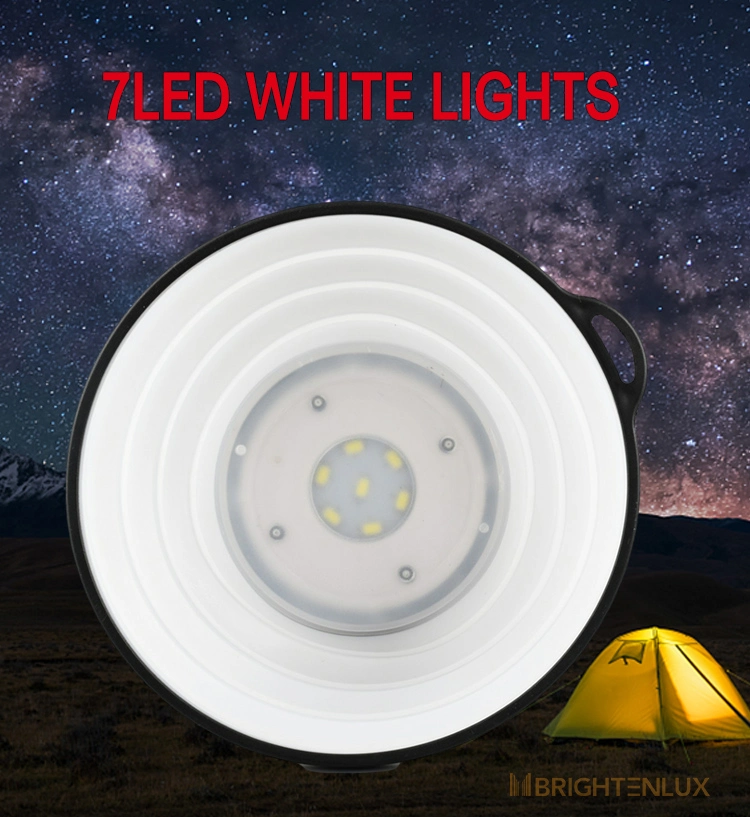 Glodmore2 USB Charging Folding Mini Long Range 7 LED White Solar Camping Light with Hook