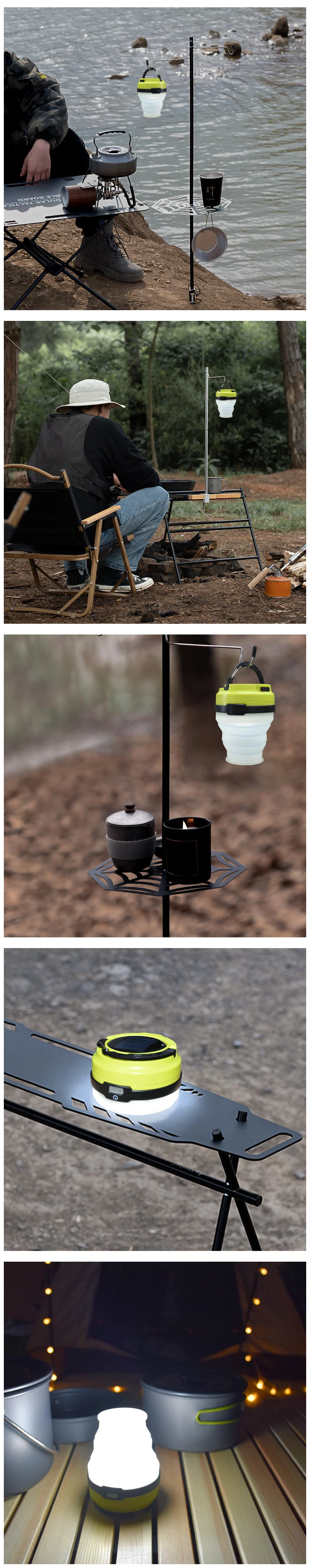 Outdoor Camping Folding Mini Silicone Solar Energy LED Tent Light