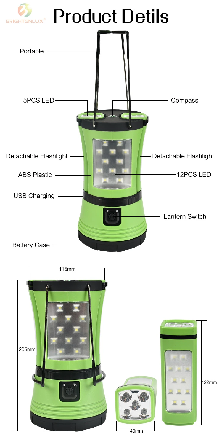 Brightenlux Rechargeable Camping Lantern, Waterproof Portable Plastic Emergency Outdoor Rechargeable LED Camping Lamp