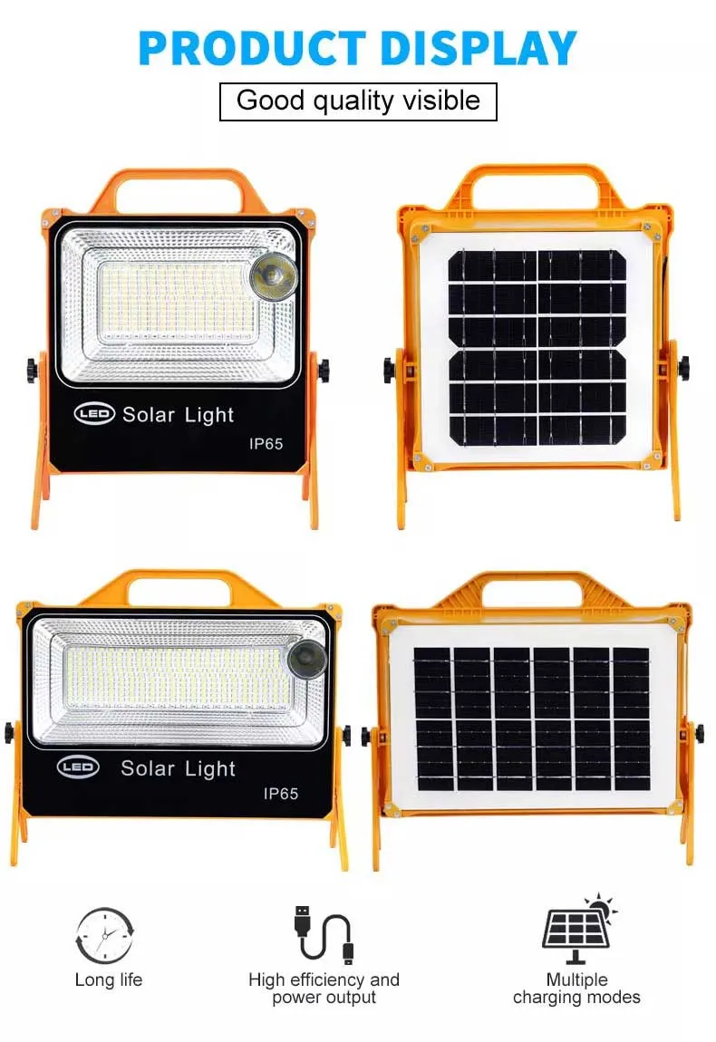 Portable Solar USB Charger with High Intensity Camping Light