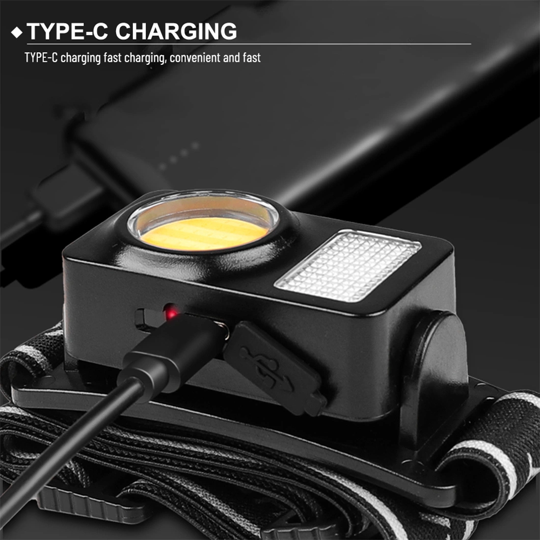 Portable Rotating Hunting Lights Emergency Type-C Light USB Rechargeable COB LED Motion Sensor Headlamp