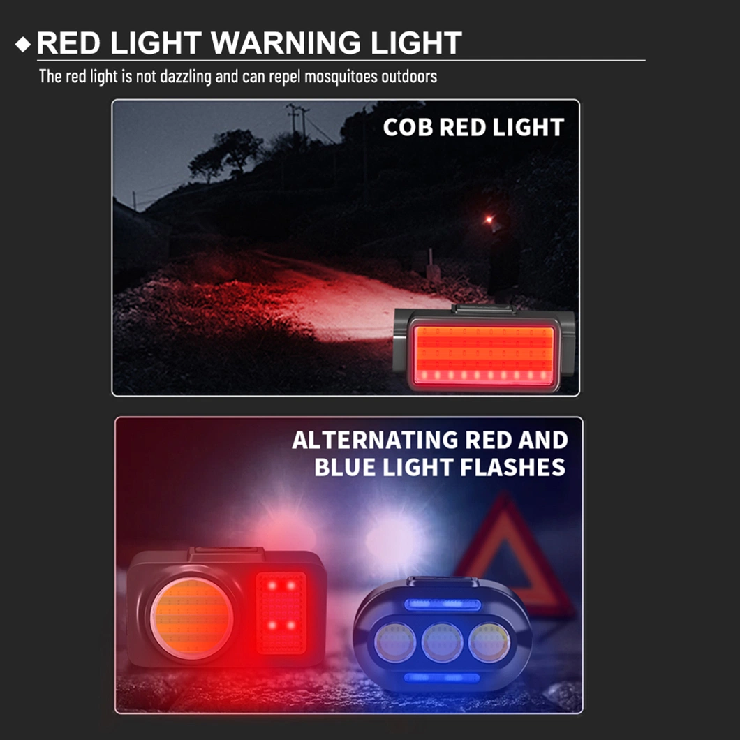 Portable Rotating Hunting Lights Emergency Type-C Light USB Rechargeable COB LED Motion Sensor Headlamp