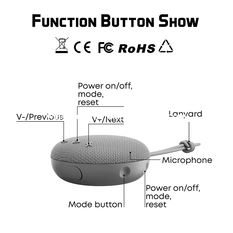 C200 5W Professional Ipx7 Waterproof Portable Outdoor Wireless Bluetooth Speaker for Outdoor