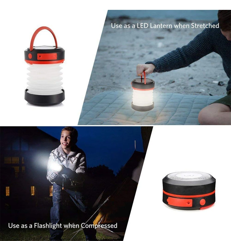 Brightenlux Multi-Functional 3 Modes 100 Lumen Mini Foldable USB Charging Rechargeable Summer Camping Light with Hook