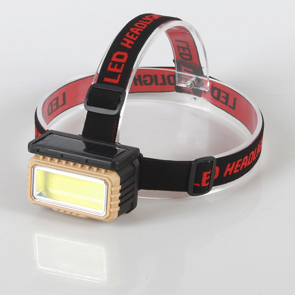 Yichen Solar Rechargeable COB LED Headlamp with Red Warning Light