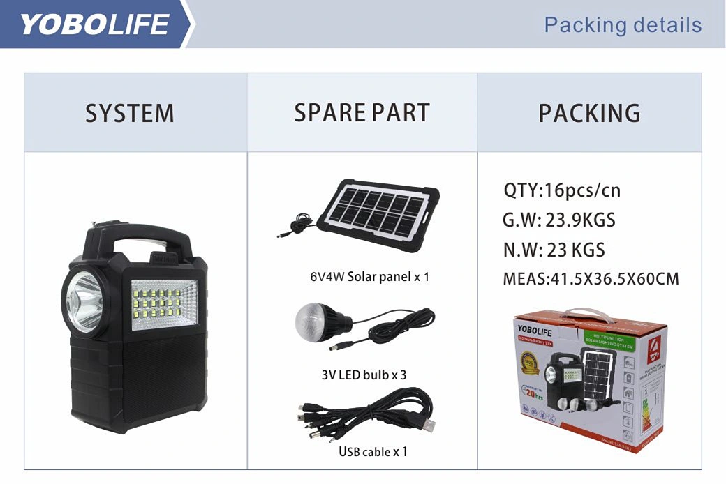 Solar Camping LED Light with USB Mobile Phone Charger FM Radio MP3 Bluetooth Music for Africa Kenya Marketing