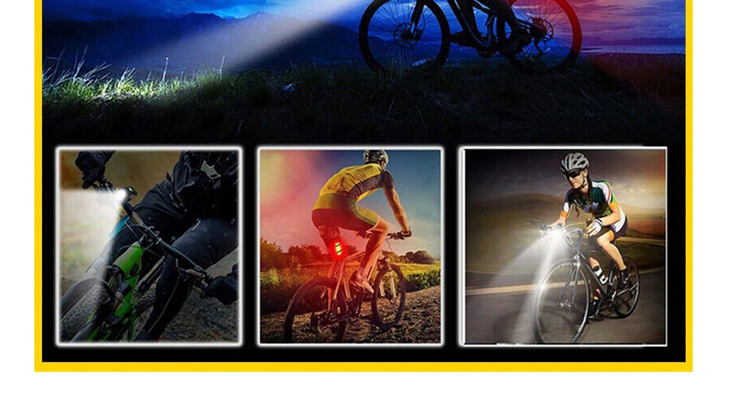 Bike Light Set USB Rechargeable LED Front Headlight Back Rear Taillight Lamp Bicycle Road Mountain Cycling