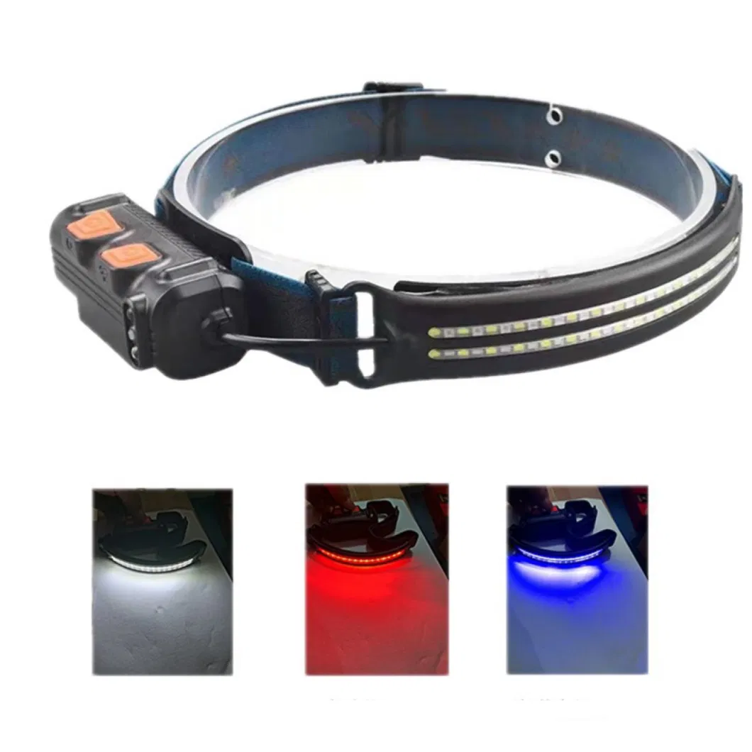 Red Blue Flashing Function Rechargeable Sensor Headlamp with 3 Mode 550 Lumen Powerful Adjustable Camping Hunting LED Headlight