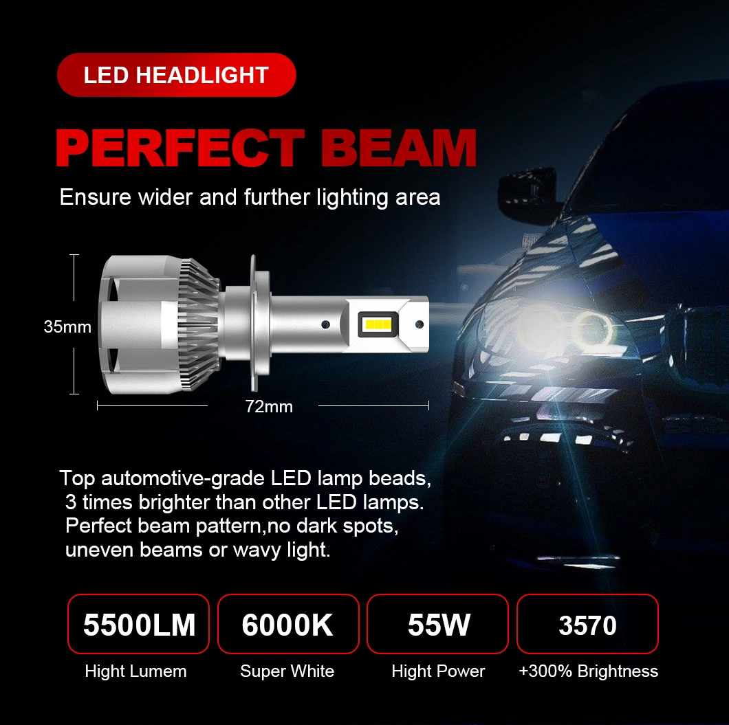 OEM ODM Avaible High Power LED Headlight 45W 9000lm 6000K Car Headlamp