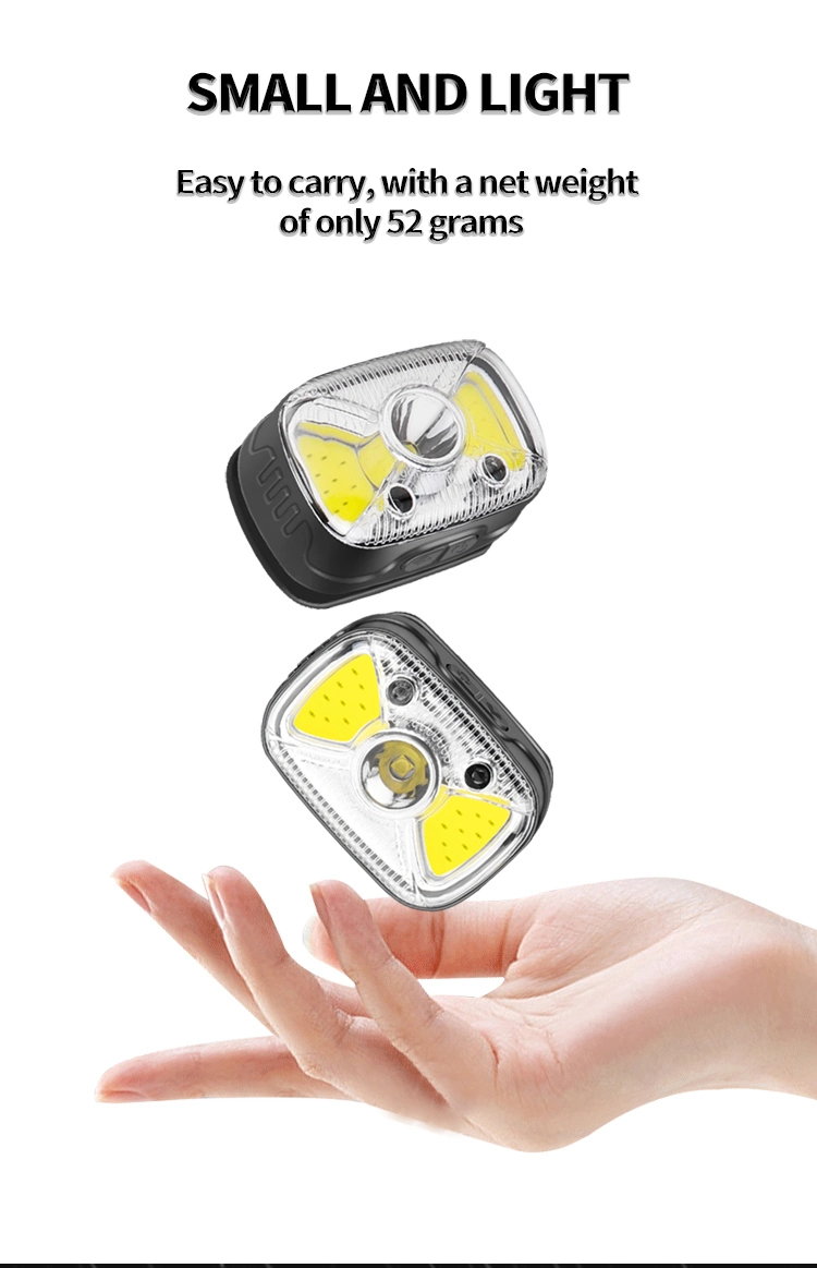 Built-in Battery Induction Switch Type-C Charging Small 500 Lumens 3 Light Source Adjustable Headlamp