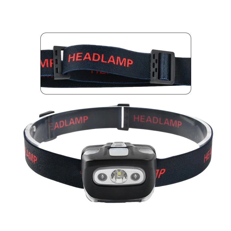 Glodmore2 Logo Printing Mini Waterproof 2 in 1 Light Switch Adjustable Belt 3*AAA Dry Battery LED Headlamp with 4 Modes Light