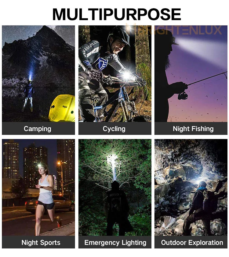Brightenlux Hot Sales New Design 3 Modes Light Rechargeable Hiking COB Headlamp