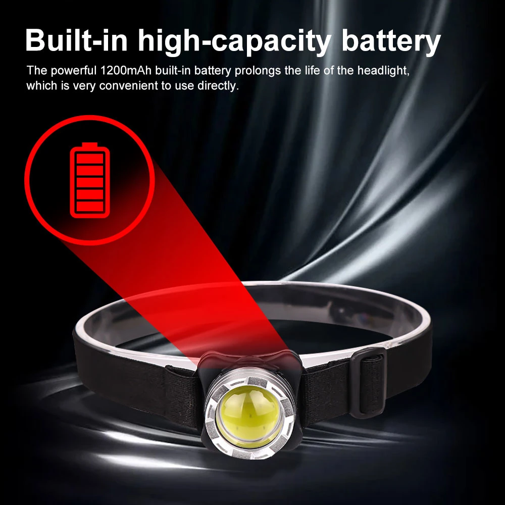 USB Rechargeable Head Flashlight Camping Torch Waterproof Mining Headlamp