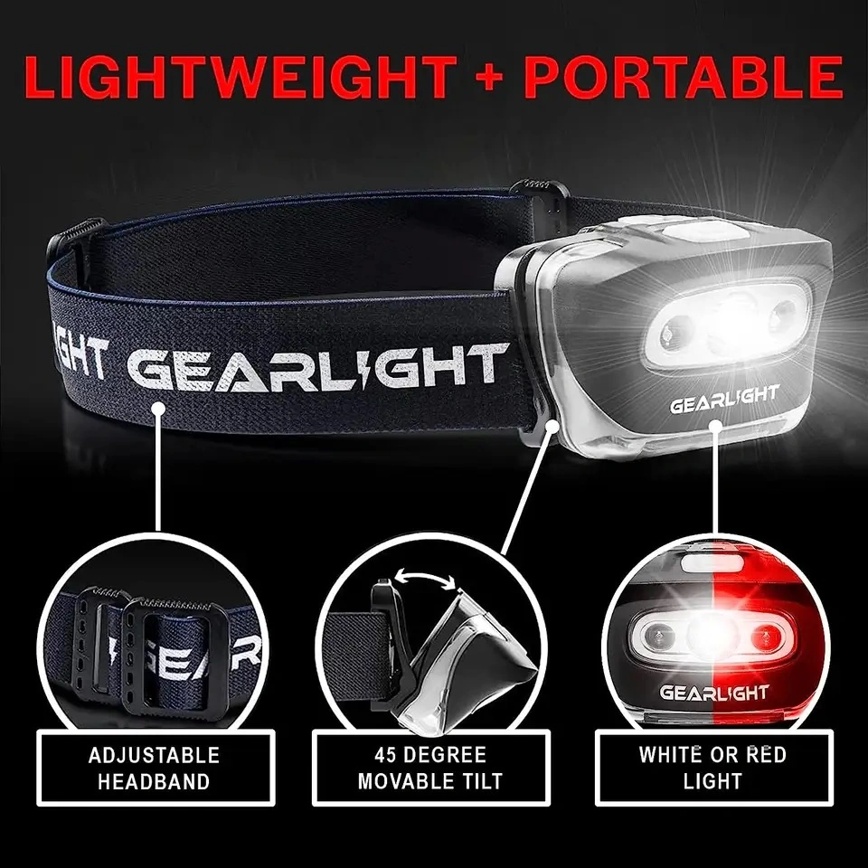 Mini Portable Headlight Xpg White Red Light Waterproof LED Headlamp for Camping Fishing Running