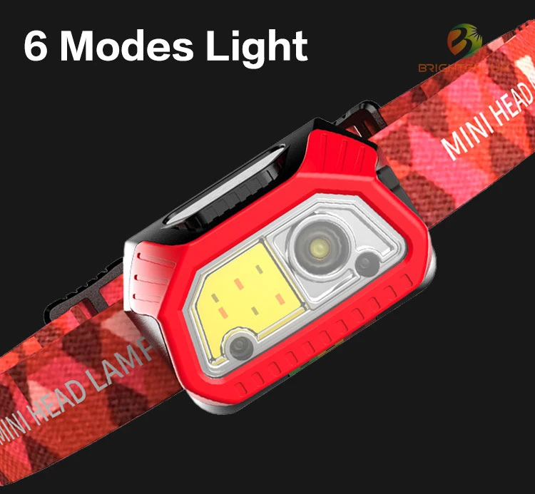 Brightenlux High Bright Adjustable USB Charging Mini Ipx4 Tactical Waterproof 6 Modes Sensor LED Headlamp