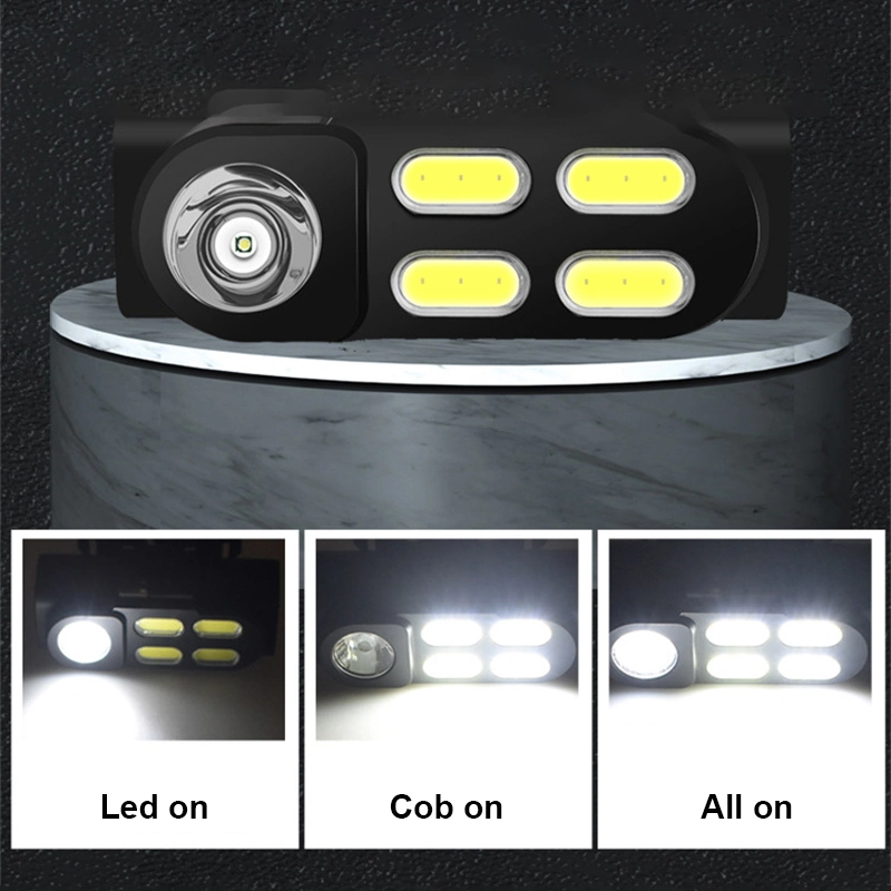 Helius LED+4*COB High Lumen Headlamp ABS Built-in 18650 Battery USB Rechargeable LED Headlight