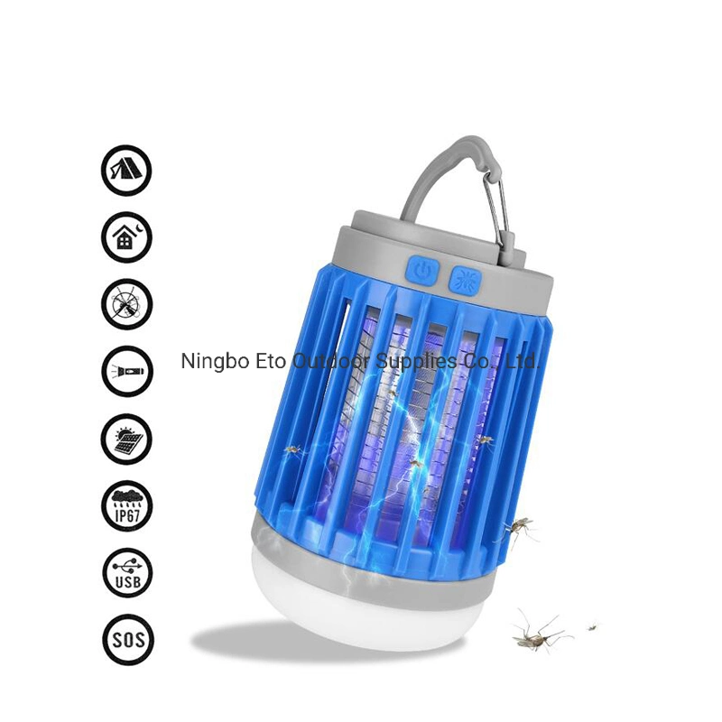 Upgraded Solar Mosquito Killer Lamp Bug Zapper Waterproof IP67 Camping Lantern Flashlight USB Rechargeable Insect Killer Repellent Lamp