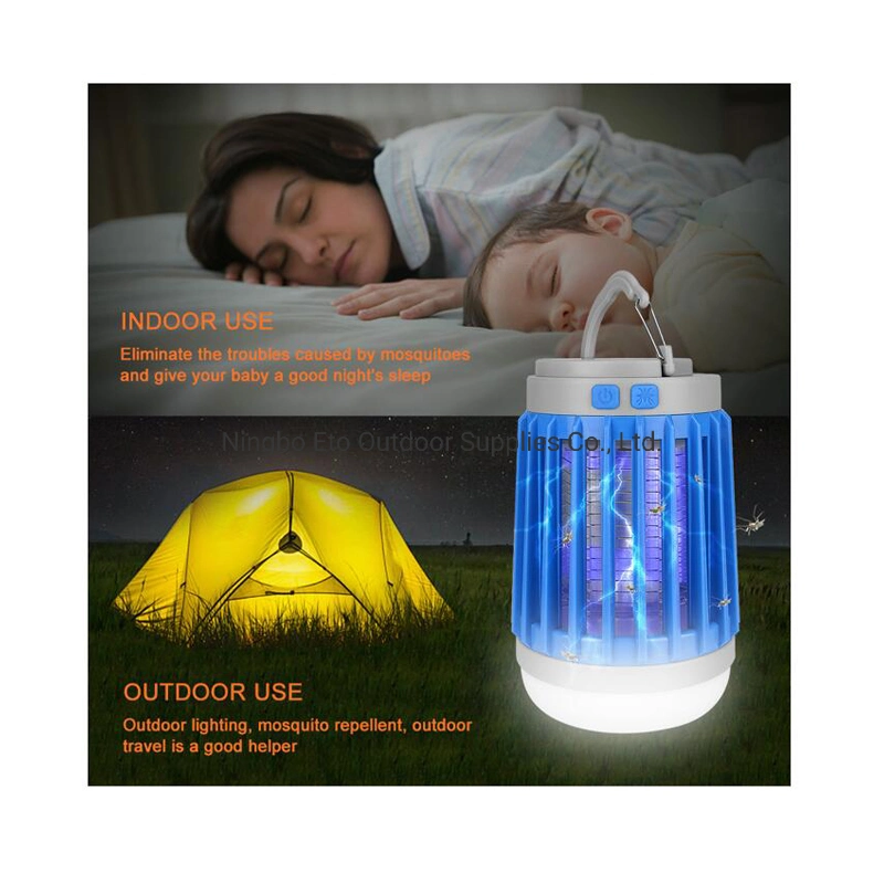 Upgraded Solar Mosquito Killer Lamp Bug Zapper Waterproof IP67 Camping Lantern Flashlight USB Rechargeable Insect Killer Repellent Lamp