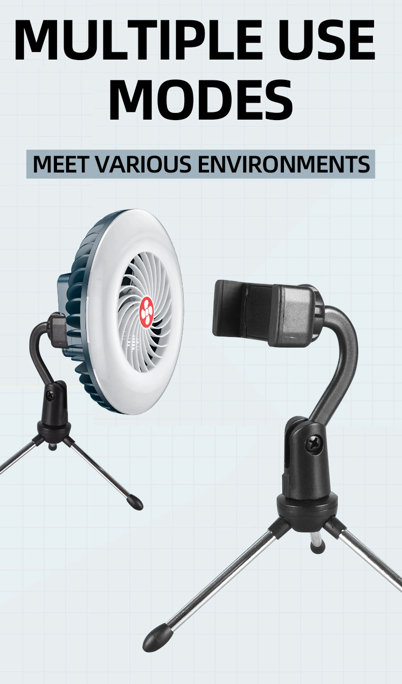 2 in 1 1200mAh Mini Stand Fan Emergency Camping Tent Light