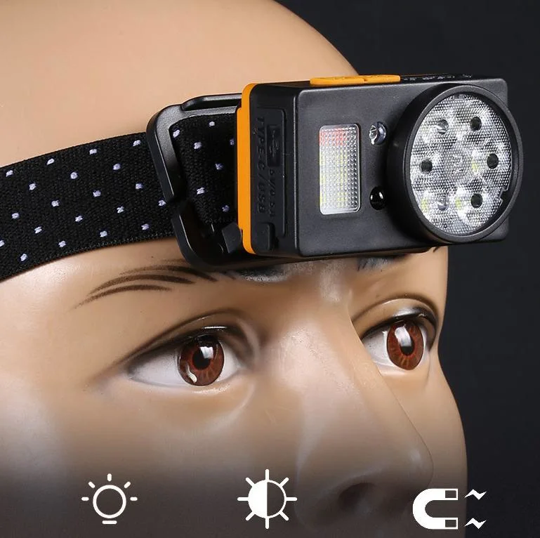 LED Waterproof Working Camping Mini IR Sensor Powerful Rechargeable Headlamp with Magnet &amp; Hook