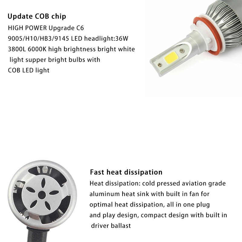 Professional Make H1 H4 H7 C6 Car Accessories Auto Headlamp LED