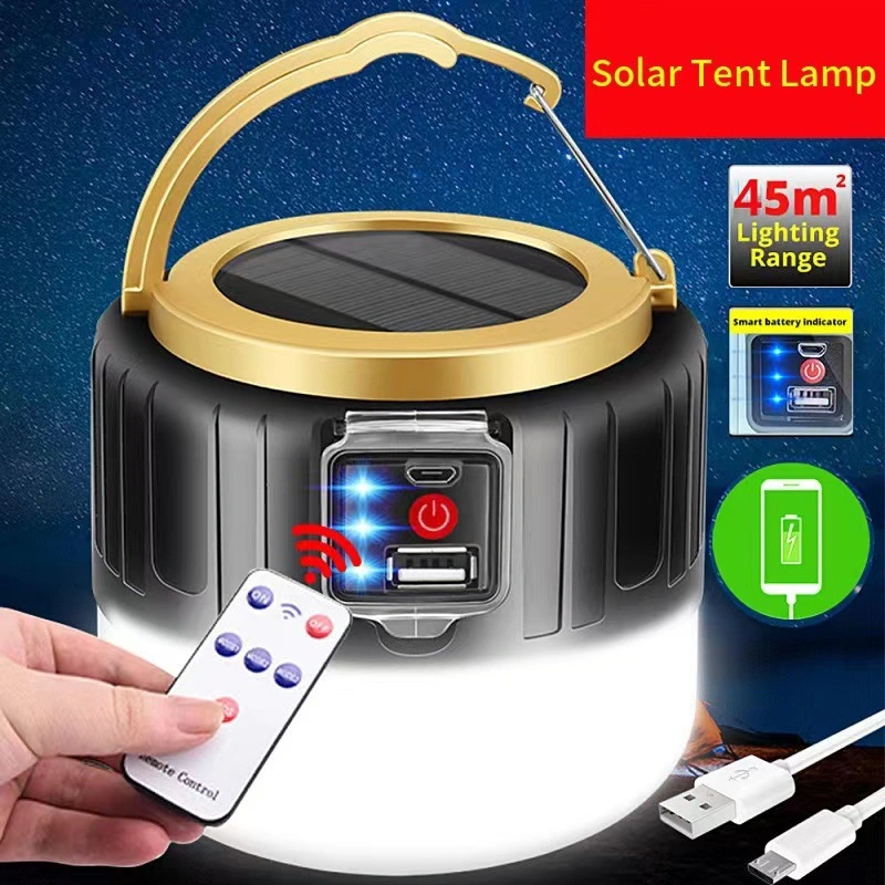 280W Powerful Remote Control Solar Charging LED Bulb Tent Lamp USB Input and Output LED Camping Light