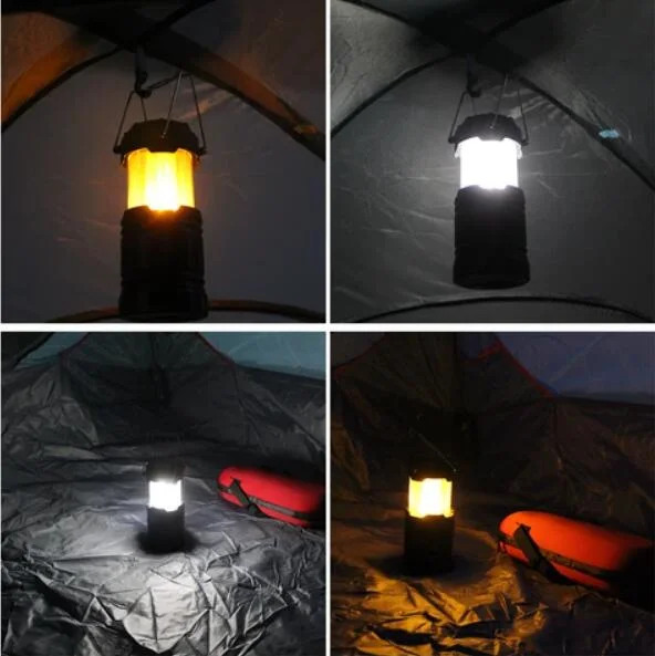 Portable Foldable Camp Tent Light Multifunction 3 in 1 Camping Lantern Telescoping Flame Rechargeable LED Light Solar Powered LED Camping Light with Hook