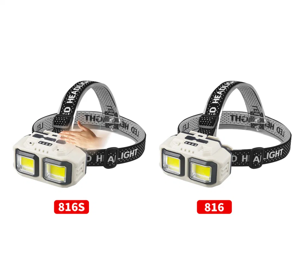 New XPE COB with Built-in Battery Type C-USB Rechargeable Sensor Double Switch Headlamp