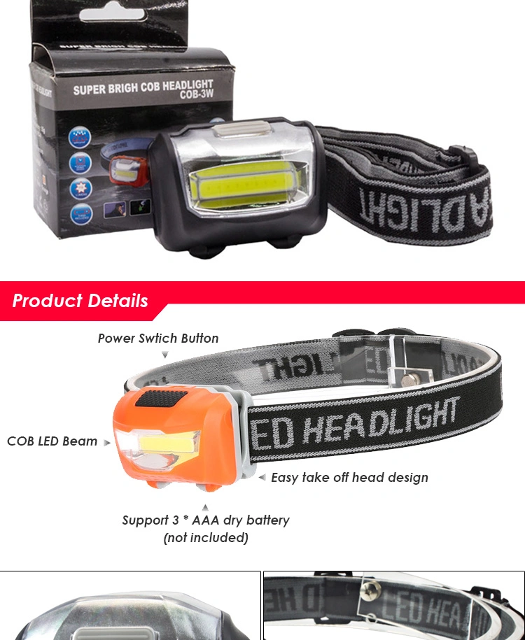 Goldmore Dry Battery Cheap Plastic COB LED Headlamp