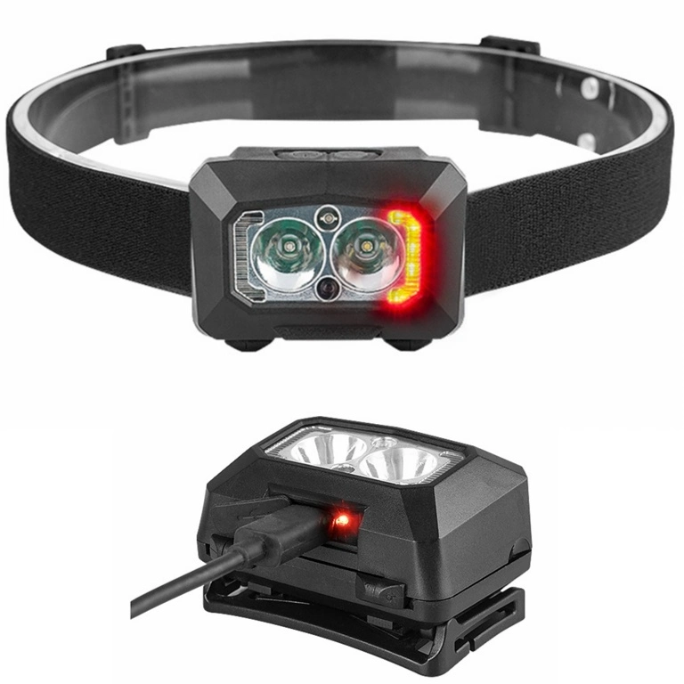 Ultra Bright Outdoor Camping Head Lamp Emergency LED Flashing Warning Head Torch Lighting Adjustable Breathable Headband Rechargeable COB Headlamp