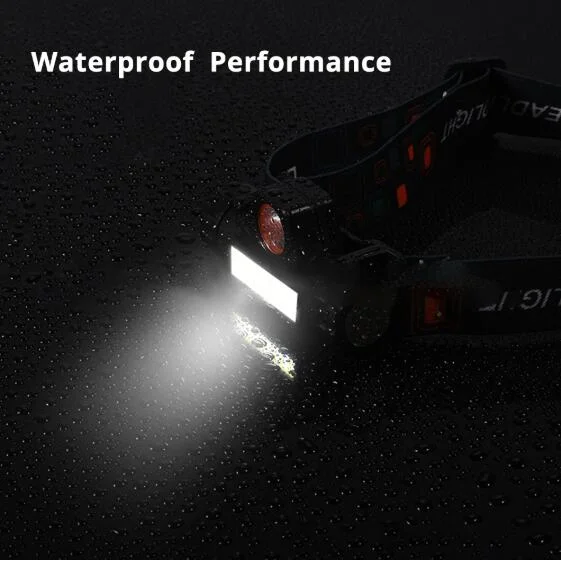 Portable Head Torch Lamp Camping Powerful XPE COB Head Torch Light Rechargeable Battery Headlight Night Decoration 90 Degree Angle Adjustable LED Headlamp