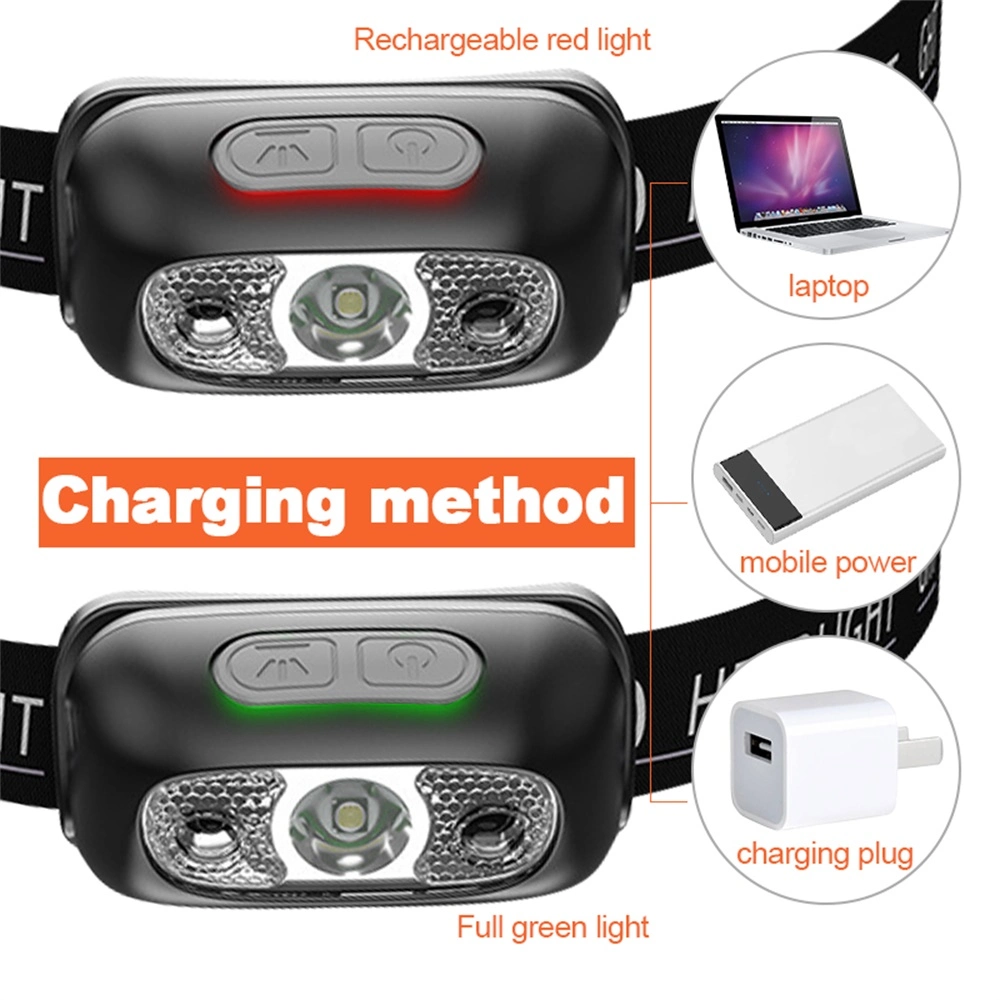Outdoor USB Rechargeable Motion Sensor Fishing Camping Q5 High Power LED Headlamp