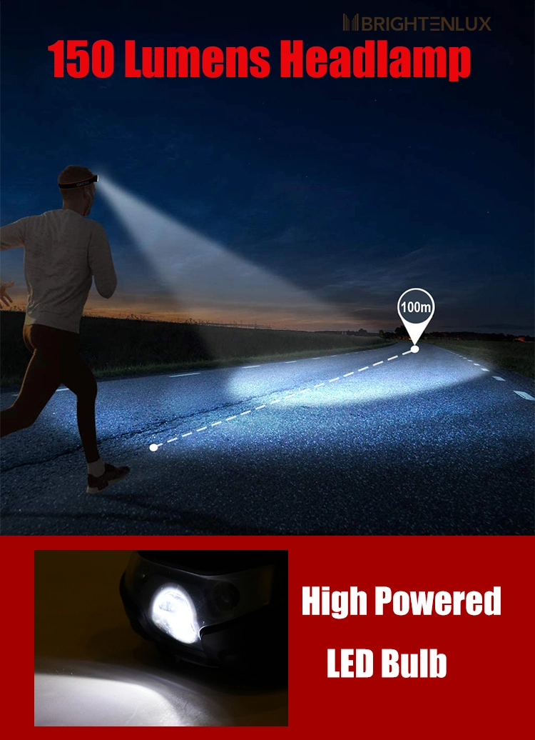 Brightenlux Hot Sale High Bright Adjustable Belt USB Rechargeable Portable LED Headlamp Flashlight for Running