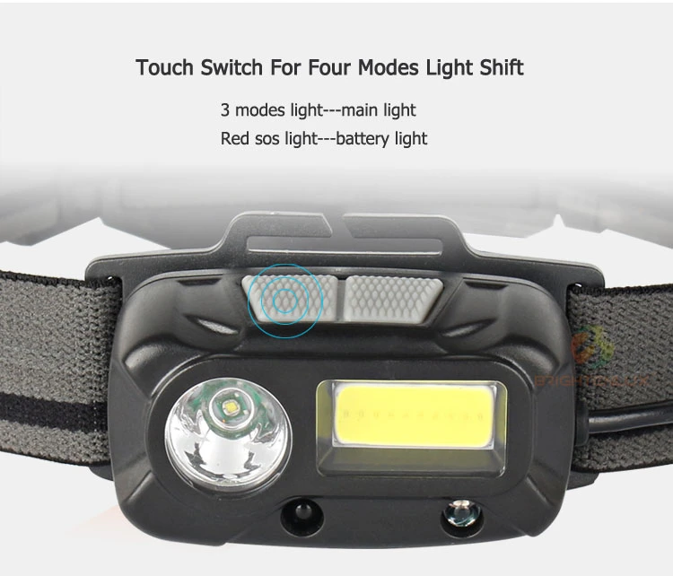 Brightenlux Factory Supply High Power Waterproof USB Rechargeable COB Sensor Mini Camping LED Headlamp