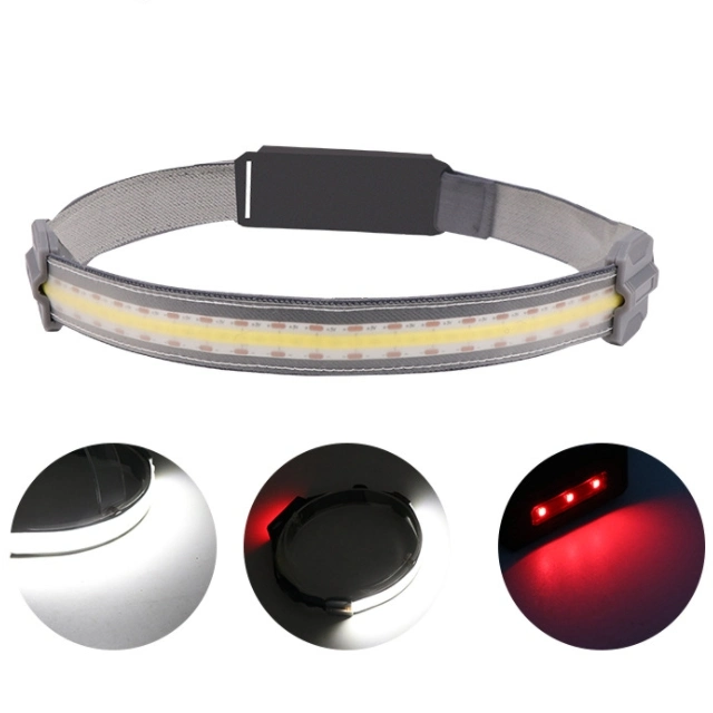 Hot Selling Portable 3W COB LED Head Torch Lamp with Red Warning Waterproof Headlight LED Head Strip Light Quality Rechargeable LED Headlamp