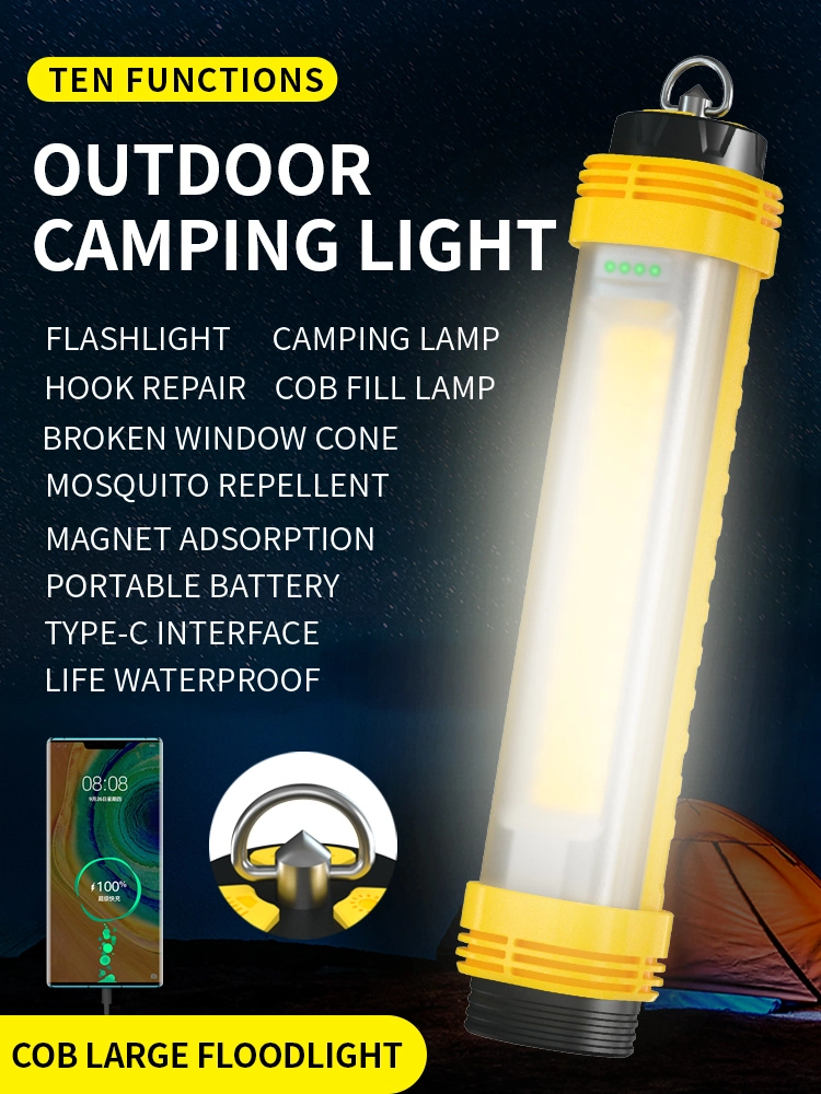 Type C Rechargeable Portable Torch COB Emergency Work LED Lamp Flashlight Camping Light