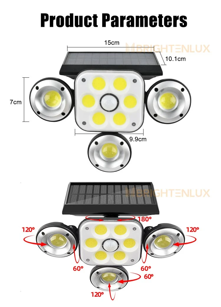 Brightenlux New Design Human Body Infrared High Lumen Motion-Activated LED Solar Garden Street Landscape Lights