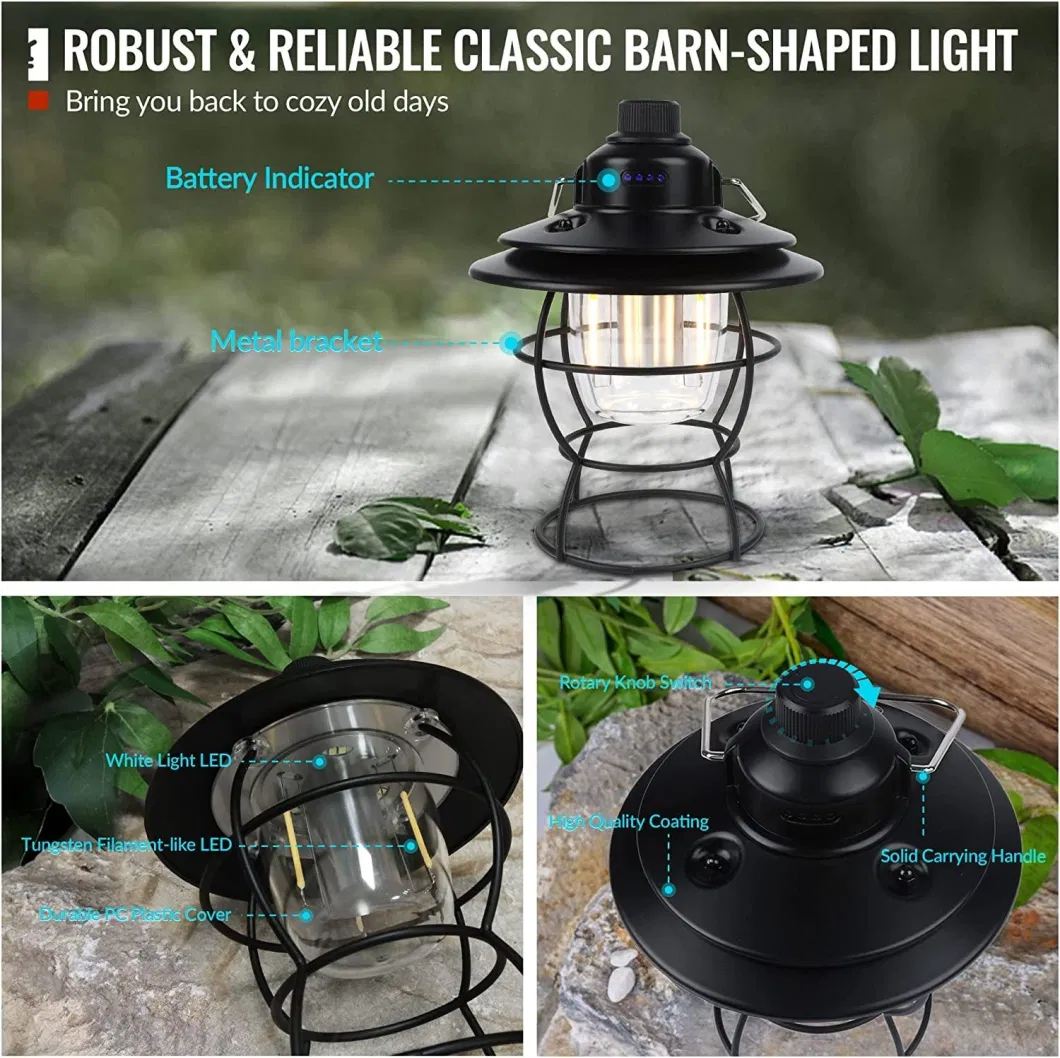Rechargeable Waterproof Hanging Dimming Small Tent Light LED Retro Camping Lantern