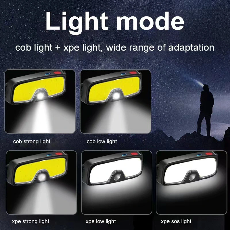 USB Rechargeable LED Flood Light Outdoor Fishing Running Strong Light Headlamp